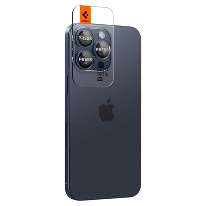 Zaščitna folija za zadnjo kamero Spigen GlastR EZ FIT Optik Pro za Apple iPhone 16 Pro Max / 16 Pro, Kaljeno steklo, Set 2 kosa, Modra
