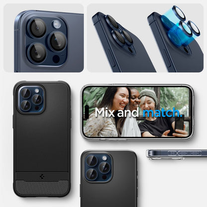 Zaščitna folija za zadnjo kamero Spigen GlastR EZ FIT Optik Pro za Apple iPhone 16 Pro Max / 16 Pro, Kaljeno steklo, Set 2 kosa, Modra
