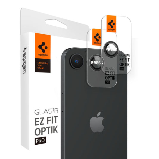 Zaščitna folija za zadnjo kamero Spigen GlastR EZ FIT Optik Pro za Apple iPhone 17e / 16e, Kaljeno steklo, Set 2 kosa, Črna AGL09279