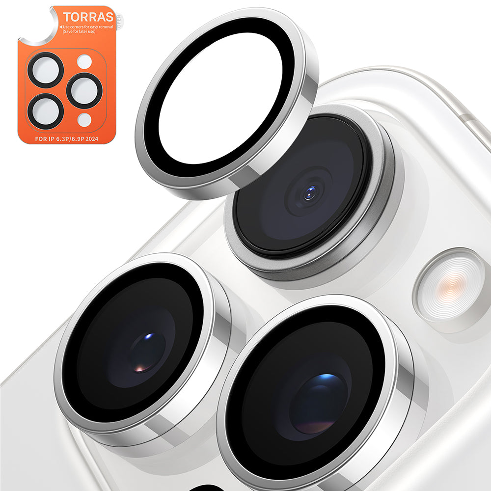 Zaščitna folija za zadnjo kamero Torras Lensguard za Apple iPhone 16 Pro Max / 16 Pro, kaljeno steklo, kovinsko siva