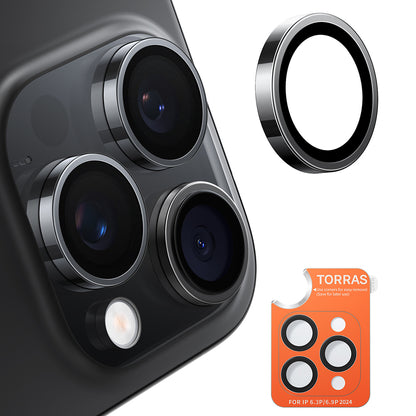 Zaščitna folija za zadnjo kamero Torras Lensguard za Apple iPhone 16 Pro Max / 16 Pro, kaljeno steklo, črna