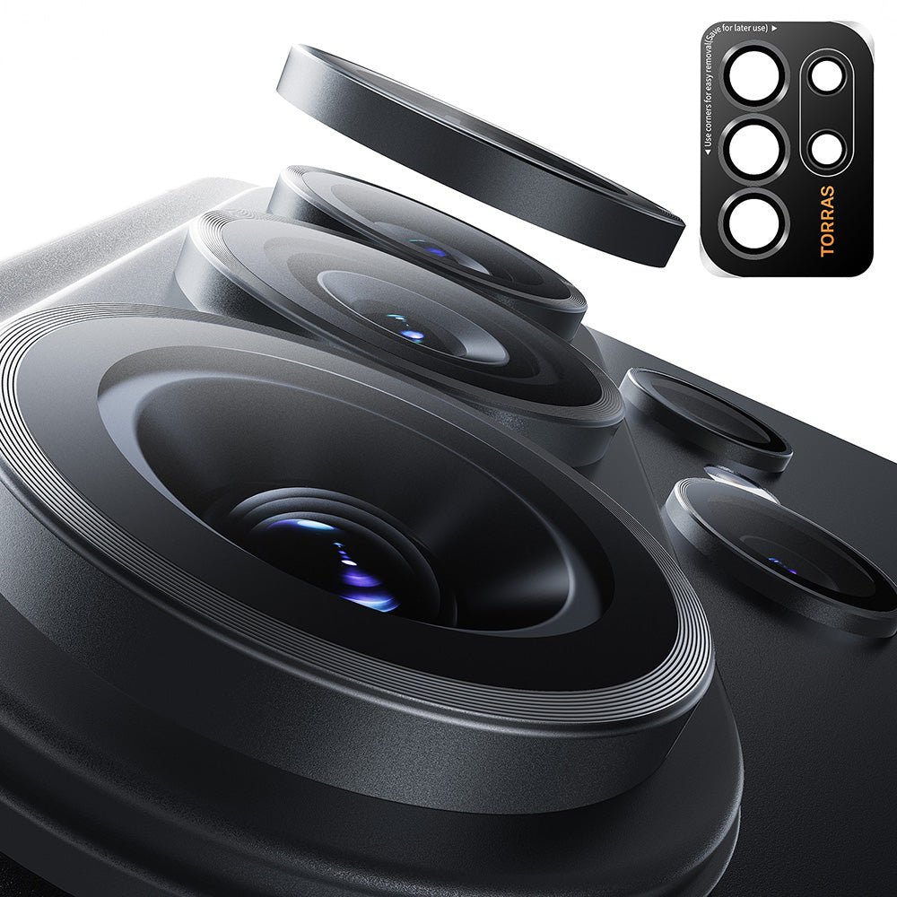 Torras Lensguard Rear Camera Protection Film for Samsung Galaxy S26 Ultra, Tempered Glass, Black