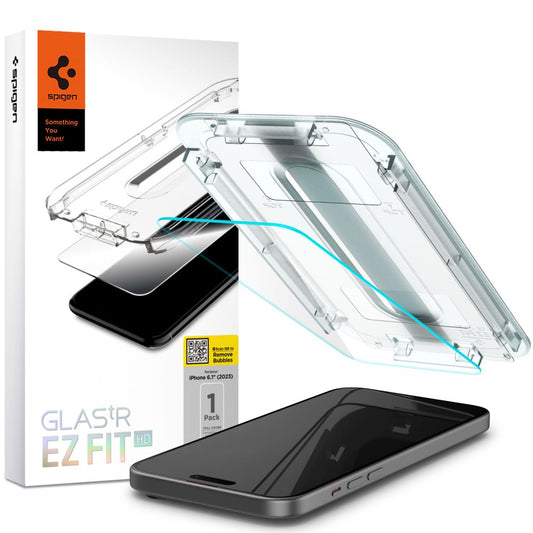 Zaščitna folija za zaslon Spigen GlastR EZ FIT HD za Apple iPhone 15, Kaljeno steklo, Polno lepilo, 2.5D AGL06907