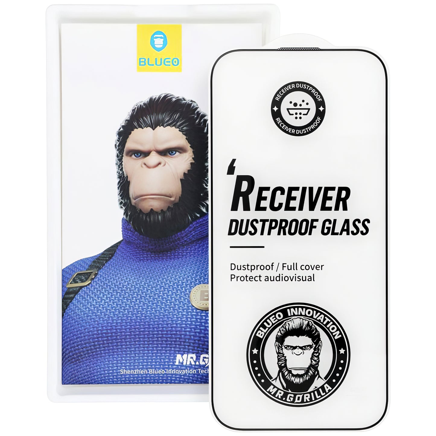 Mr Monkey Glass sprejemnik Zaščita zaslona, odporna na prah, za Apple iPhone 16 Pro Max, zaščiteno steklo, polno lepilo, 5D, črna 