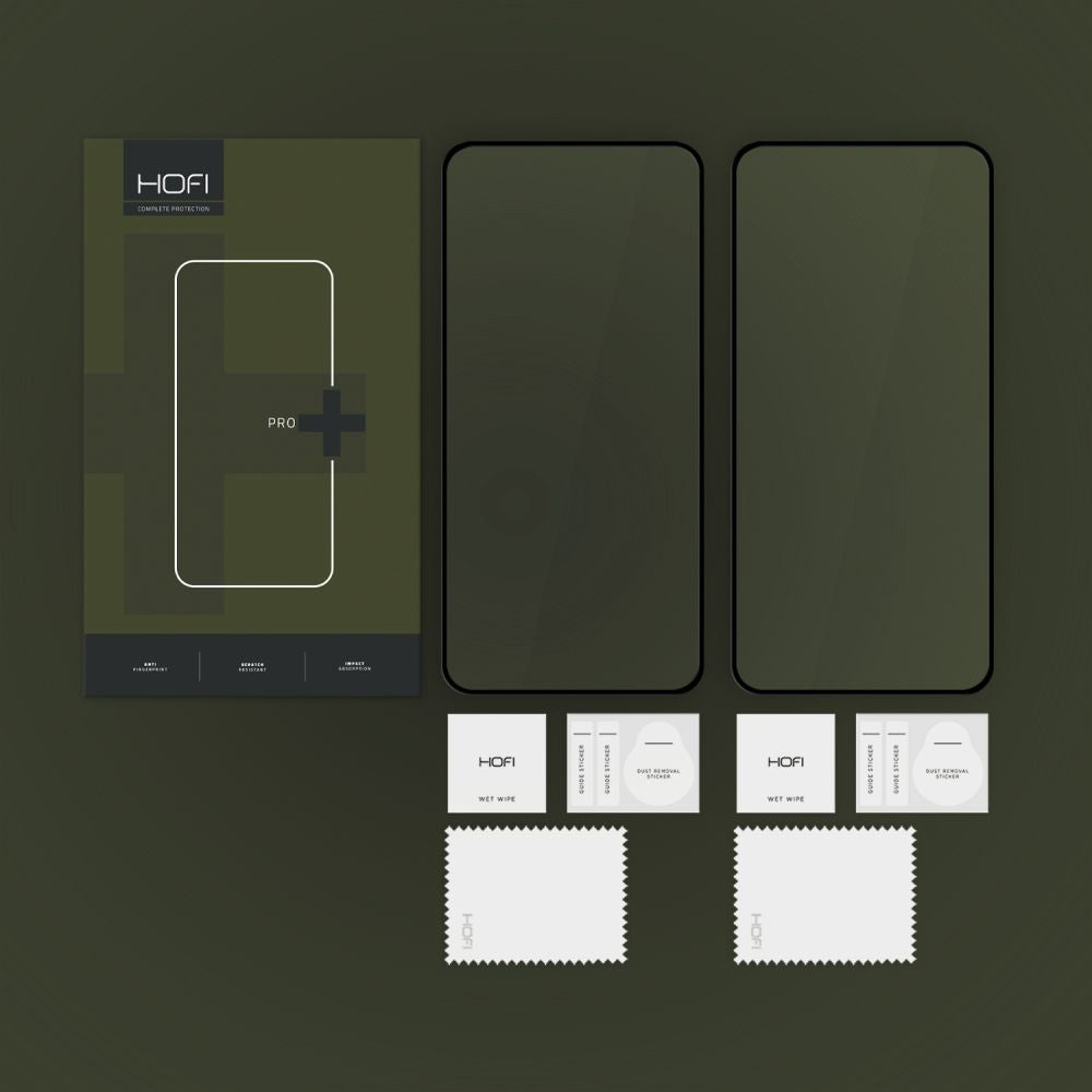 Zaščita zaslona HOFI Glass PRO+ za Samsung Galaxy S24 FE S721, zaščiteno steklo, polno lepilo, komplet 2 kosa, 2,5D, črna
