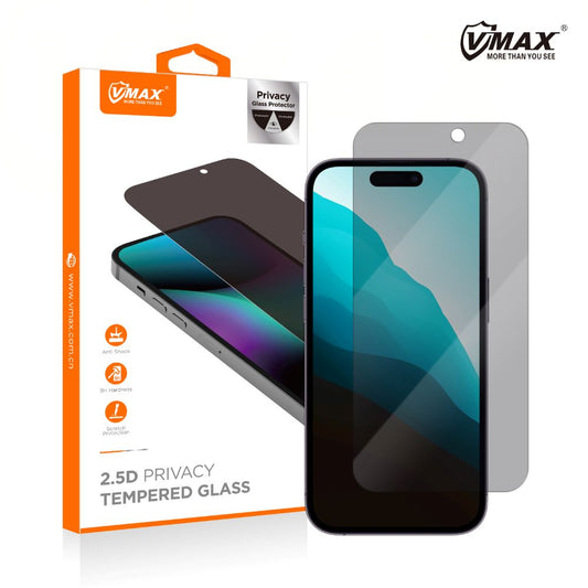 Zaščitna folija zaslona Privacy Vmax za Apple iPhone 16 Pro Max, kaljeno steklo, polno lepilo, 2.5D