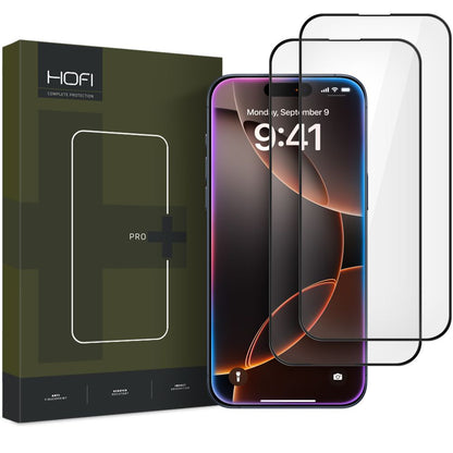 HOFI Glass PRO+ Screen Protector za Apple iPhone 16 Pro Max, zaščiteno steklo, polno lepilo, komplet 2 kosa, 2,5D, črno 