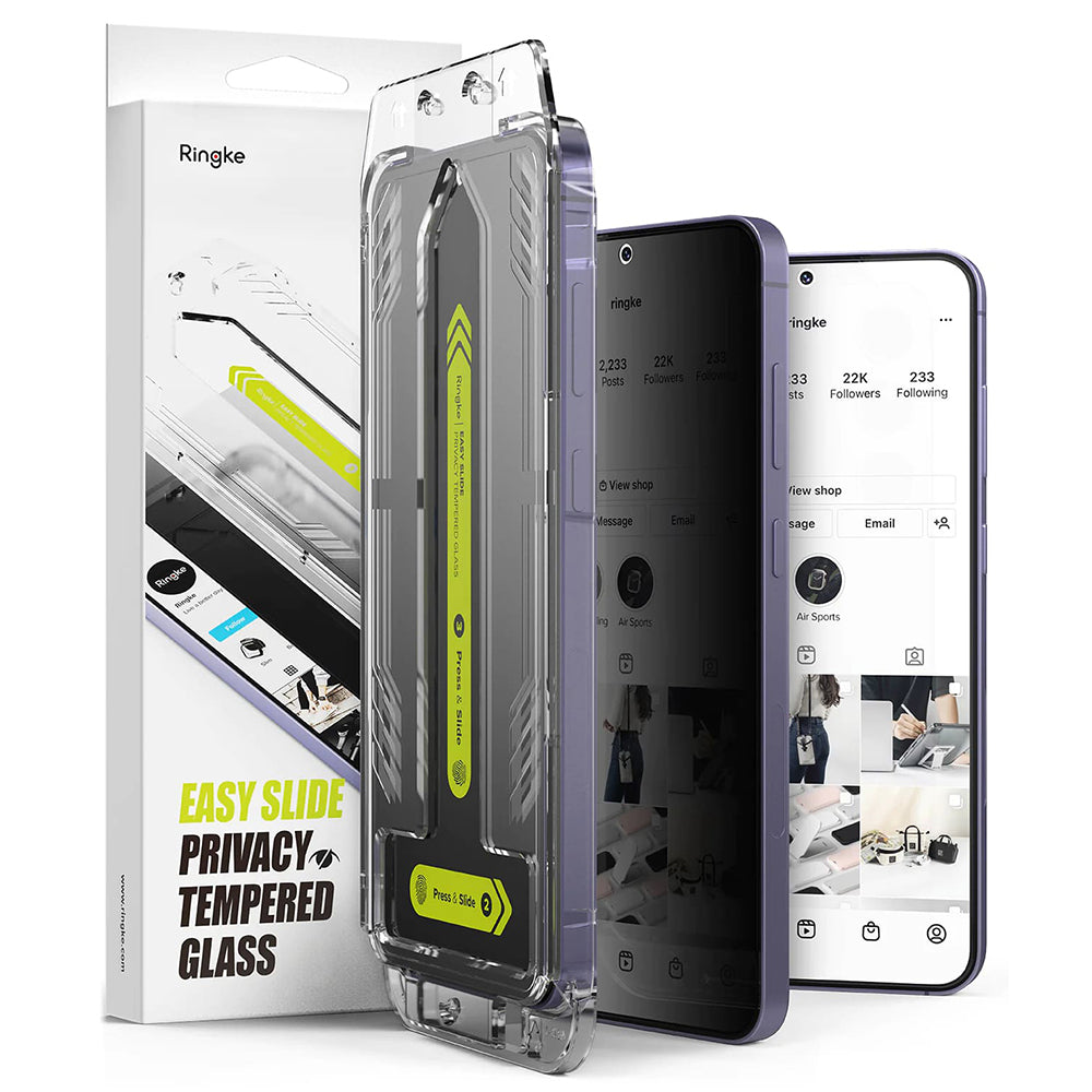Zaščitna folija za zaslon Privacy Ringke Easy Slide za Samsung Galaxy S25+ S936 / S24+ S926, Kaljeno steklo, Polno lepljenje, Komplet 2 kosa
