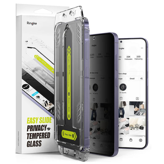 Zaščitna folija za zaslon Privacy Ringke Easy Slide za Samsung Galaxy S25+ S936 / S24+ S926, Kaljeno steklo, Polno lepljenje, Komplet 2 kosa