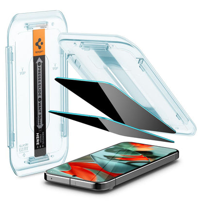 Zaščitna folija zaslona Privacy Spigen GlastR EZ FIT za Google Pixel 9 Pro XL, kaljeno steklo, polno lepilo, komplet 2 kosa AGL09313