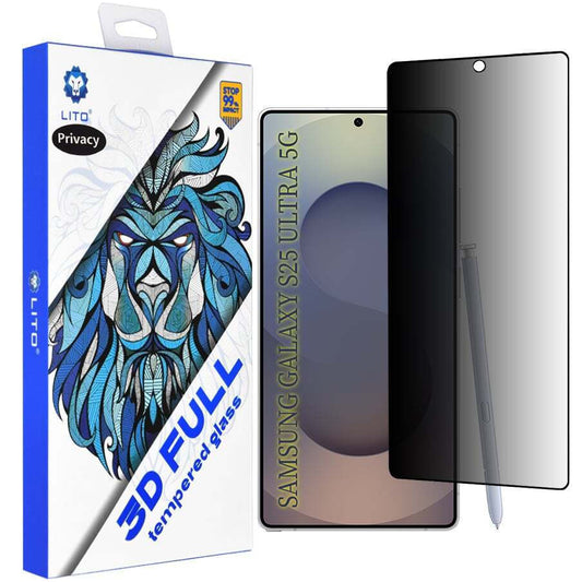 Zaščitna folija zaslona Privacy Lito za Samsung Galaxy S25 Ultra S938, kaljeno steklo, Full Glue, 3D