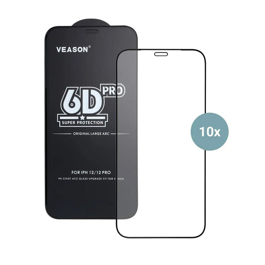Zaščitna folija za zaslon Veason PRO za Apple iPhone 17 Pro, kaljeno steklo, polno lepilo, komplet 10 kosov, 6D, črna