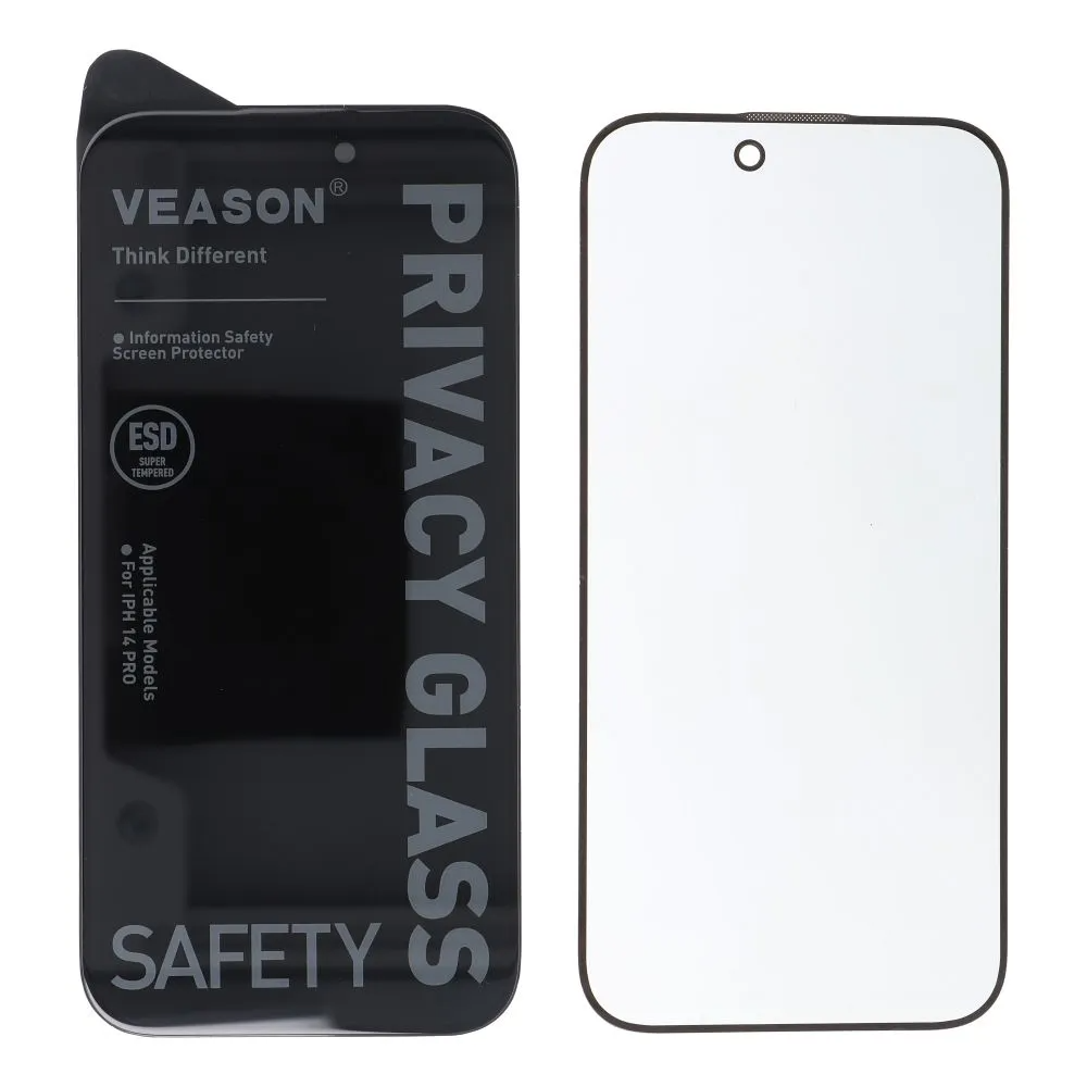Zaščitna folija zaslona Privacy Veason za Apple iPhone 14 / 13 Pro, kaljeno steklo, popolno lepilo, 6D