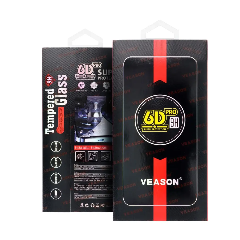 Zaščitna folija za zaslon Veason PRO za Apple iPhone 17 / 16 Pro, kaljeno steklo, polno lepilo, 6D, črna