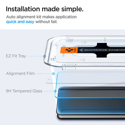 Zaščitna folija za zaslon Spigen GlastR EZ FIT za Samsung Galaxy S25+ S936 / S24+ S926, Kaljeno steklo, Polno lepljenje, Set 2 kosa AGL07432