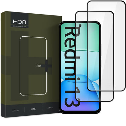 Zaščitno steklo HOFI Glass PRO+ za Xiaomi Redmi 13, zaščitno steklo, polno lepilo, komplet 2 kosa, 2,5D, črno 