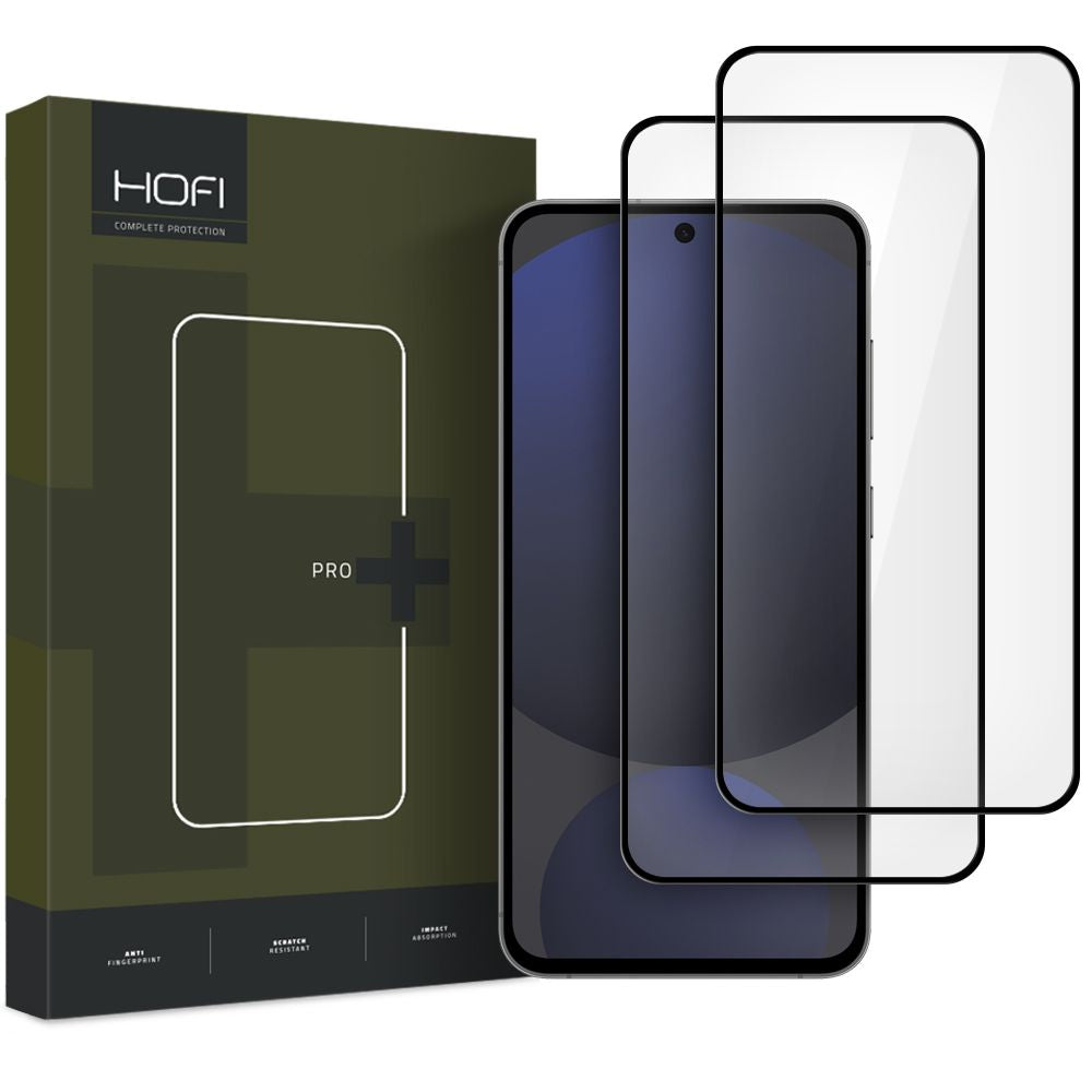 Zaščita zaslona HOFI Glass PRO+ za Samsung Galaxy S24 FE S721, zaščiteno steklo, polno lepilo, komplet 2 kosa, 2,5D, črna