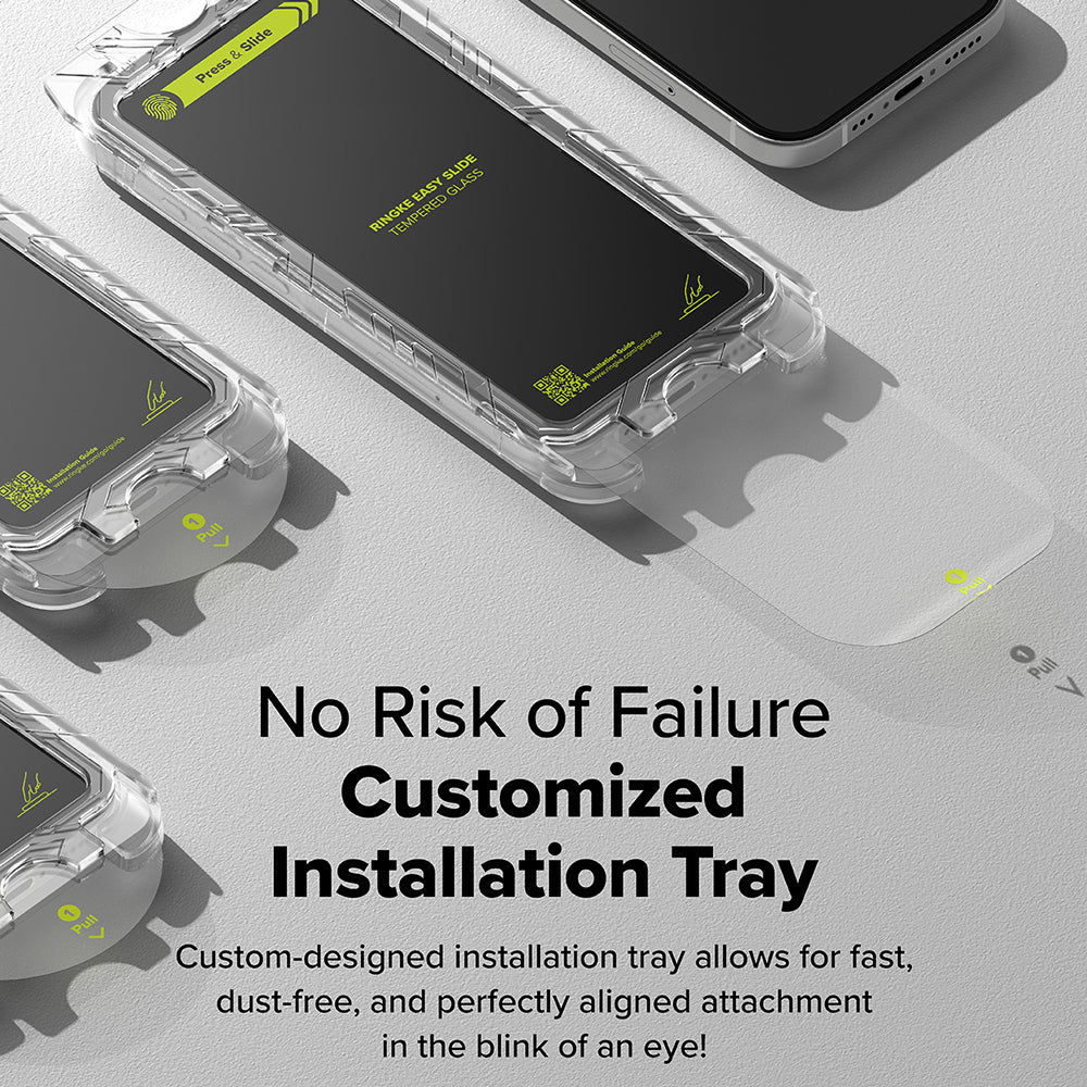 Ringke Easy Slide Screen Protector for Apple iPhone 16 Plus / 15 Plus, Glass Shielded, Full Glue, Set 2 pieces, Black