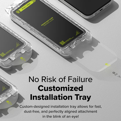 Ringke Easy Slide Screen Protector for Apple iPhone 16 Plus / 15 Plus, Glass Shielded, Full Glue, Set 2 pieces, Black
