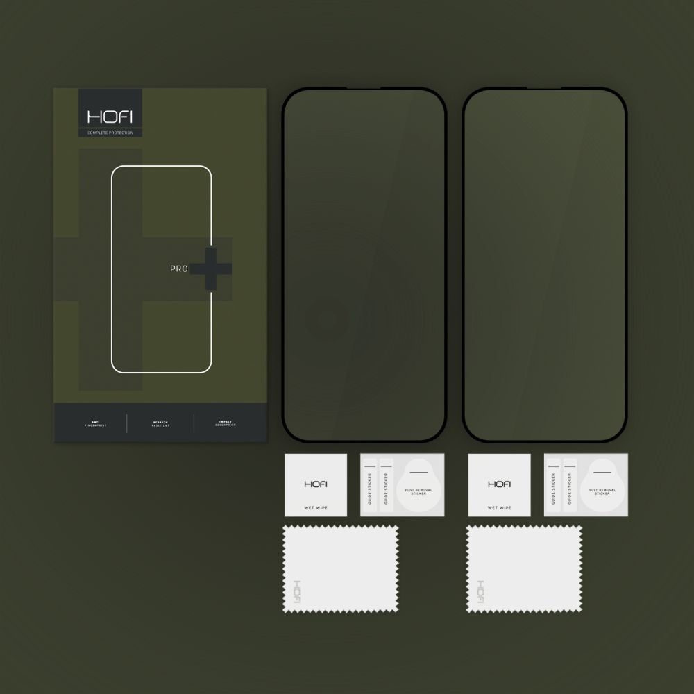 HOFI Glass PRO+ Screen Protector za Apple iPhone 16 Pro Max, zaščiteno steklo, polno lepilo, komplet 2 kosa, 2,5D, črno 