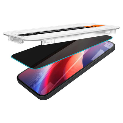 Zaščitna folija za zaslon Privacy Spigen GlastR EZ FIT za Apple iPhone 16 / 15, Kaljeno steklo, Polno lepilo, Komplet 2 kosa AGL06905