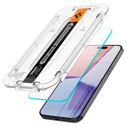Zaščitna folija za zaslon Spigen GlastR EZ FIT za Apple iPhone 15 Pro Max, Kaljeno steklo, Polno lepilo, Komplet 2 kosa AGL06872