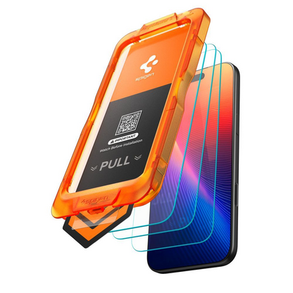 Spigen GlastR Align Master Slim Screen Protector for Apple iPhone 17 Pro, Tempered Glass, Full Glue, Set of 3 Pieces