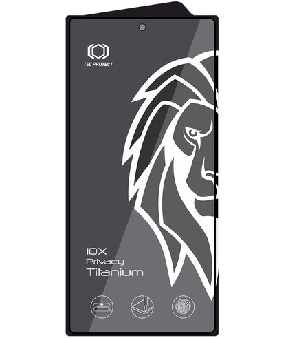 Zaščitna folija za zaslon Privacy Tel Protect 10X Plus Titanium za Samsung Galaxy S25 Ultra S938, kaljeno steklo, lepilo po celotni površini