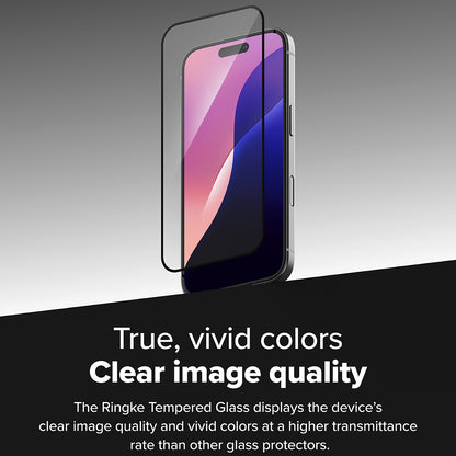 Ringke Easy Slide Screen Protector for Apple iPhone 16 Plus / 15 Plus, Glass Shielded, Full Glue, Set 2 pieces, Black