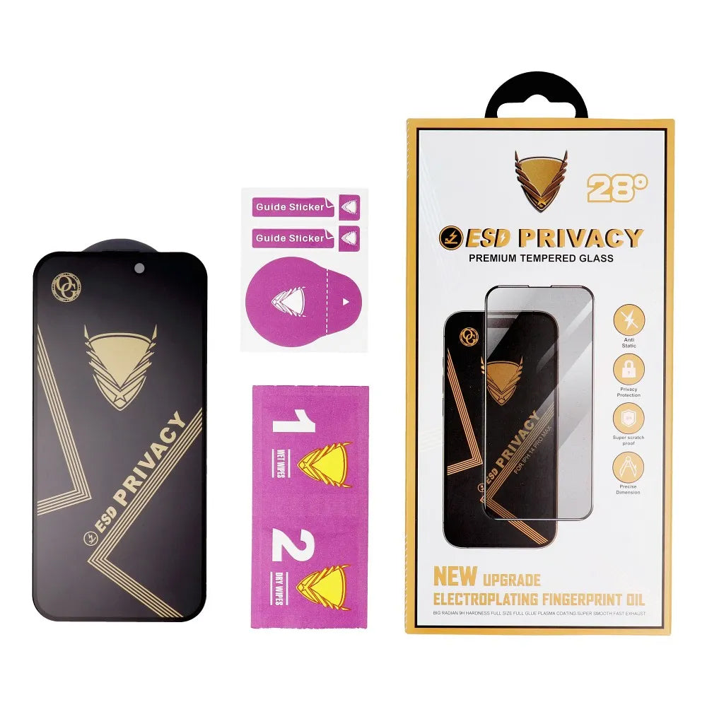 Zaščitna folija za zaslon Privacy OG Premium za Apple iPhone 17 Pro, Kaljeno steklo, Polno lepilo