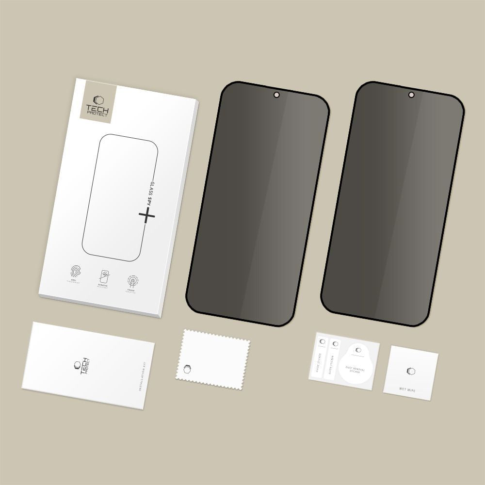 Zaščitna folija zaslona Privacy Tech-Protect Spy+ za Samsung Galaxy A57 5G / A37 5G / S25 FE, kaljeno steklo, polno lepilo, komplet 2 kosa