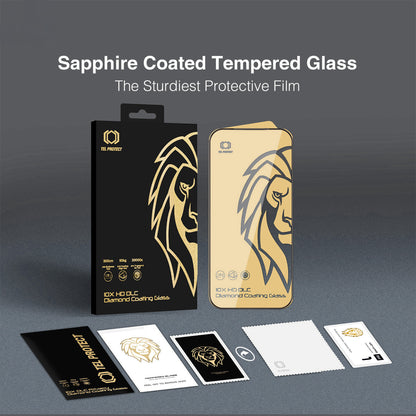 Zaščitno steklo za zaslon Tel Protect 10X HD DLC Diamond Coating za Apple iPhone 17e / 16e / 14 / 13 Pro / 13, kaljeno steklo, lepilo po celotni površini, črno