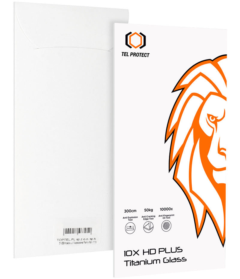 Zaščitna folija za zaslon Tel Protect 10X HD Plus Titanium za Apple iPhone 17 / 16 Pro, kaljeno steklo, lepilo po celotni površini, črna