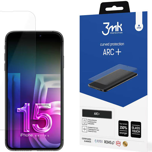 Zaščitna folija zaslona 3MK ARC+ za Apple iPhone 15, plastika