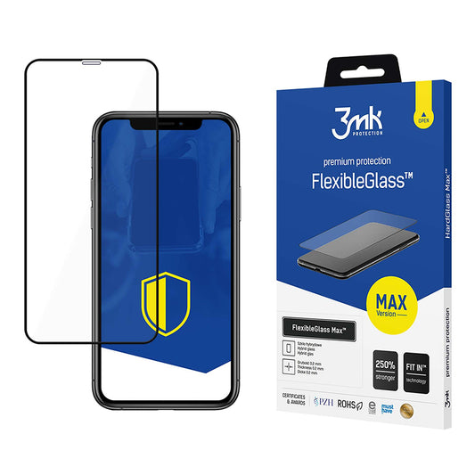 Zaščitna folija za zaslon 3MK FlexibleGlass Max za Apple iPhone 11 / XR, fleksibilno steklo, polno lepilo, črna