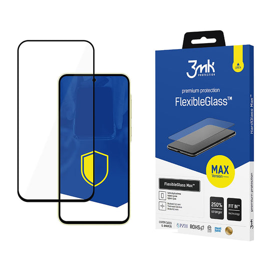 Zaščitna folija za zaslon 3MK FlexibleGlass Max za Samsung Galaxy A35 5G A356, fleksibilno steklo, polno lepilo, črna