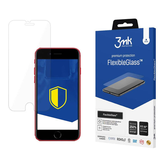 Zaščitna folija za zaslon 3MK FlexibleGlass za Apple iPhone SE (2022) / SE (2020) / 8 / 7, fleksibilno steklo, polno lepilo