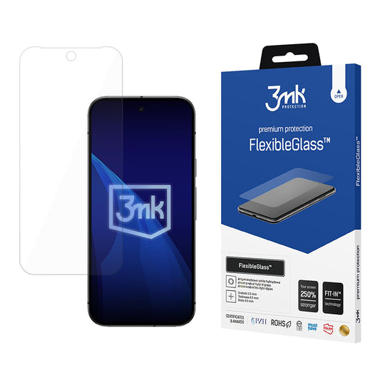 Zaščitna folija za zaslon 3MK FlexibleGlass za Google Pixel 9a, fleksibilno steklo, polno lepilo