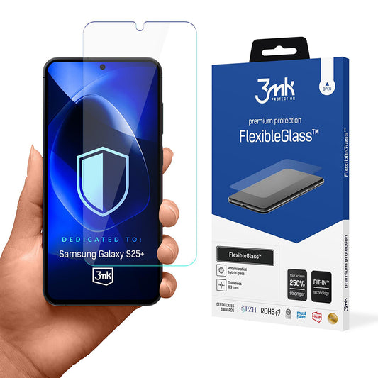 Zaščitna folija za zaslon 3MK FlexibleGlass za Samsung Galaxy S25+ S936, fleksibilno steklo, polno lepilo