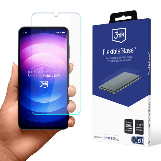 Zaščitna folija za zaslon 3MK FlexibleGlass za Samsung Galaxy S25 S931, fleksibilno steklo, polno lepilo