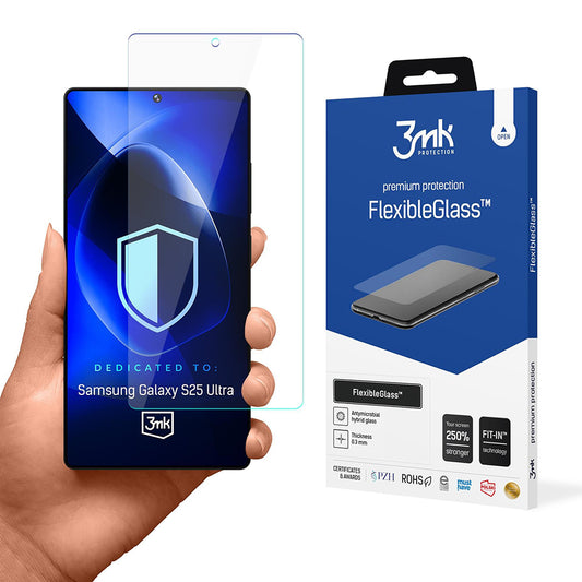 Zaščitna folija za zaslon 3MK FlexibleGlass za Samsung Galaxy S25 Ultra S938, fleksibilno steklo, polno lepilo