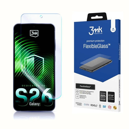 3MK FlexibleGlass Screen Protector for Samsung Galaxy S26, Flexible Glass, Full Glue, Transparent