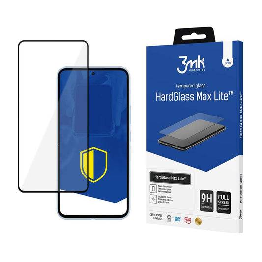 Zaščitna folija za zaslon 3MK HardGlass Max Lite za Samsung Galaxy A55 5G A556 / A35 5G A356, varnostno steklo, polno lepilo, črna