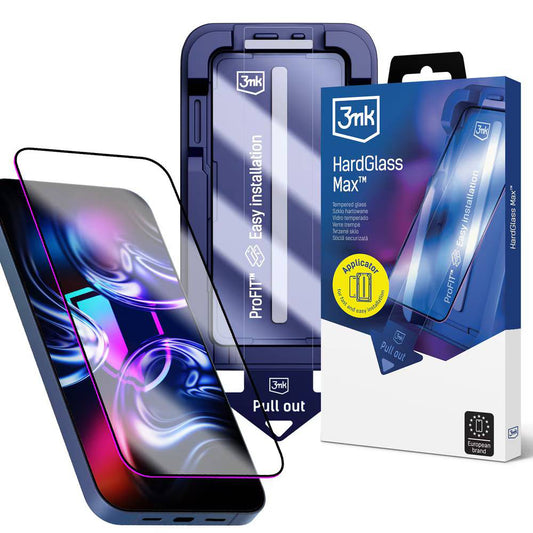 Zaščitna folija za zaslon 3MK HardGlass Max za Apple iPhone 18 Pro Max / 17 Pro Max, varnostno steklo, polno lepilo, črna
