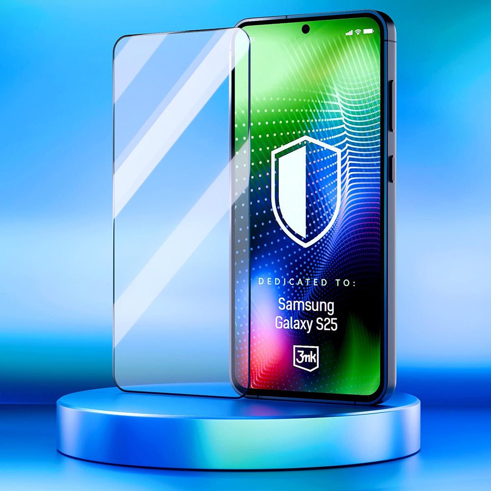 Zaščitna folija za zaslon 3MK Hardy Ultra za Samsung Galaxy S25 S931, kaljeno steklo, polno lepilo, črna
