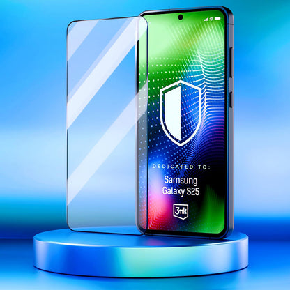 Zaščitna folija za zaslon 3MK Hardy Ultra za Samsung Galaxy S25 S931, kaljeno steklo, polno lepilo, črna