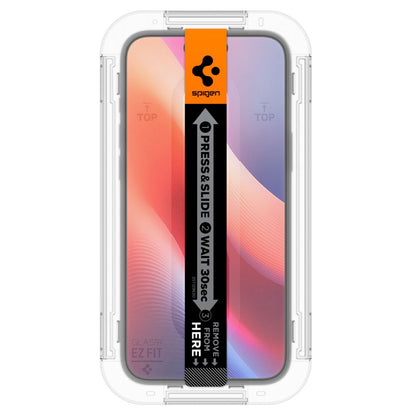 Zaščitna folija za zaslon Privacy Spigen GlastR EZ FIT za Apple iPhone 16 / 15, Kaljeno steklo, Polno lepilo, Komplet 2 kosa AGL06905