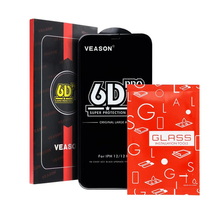 Zaščitna folija za zaslon Veason PRO za Apple iPhone 17 / 16 Pro, kaljeno steklo, polno lepilo, 6D, črna