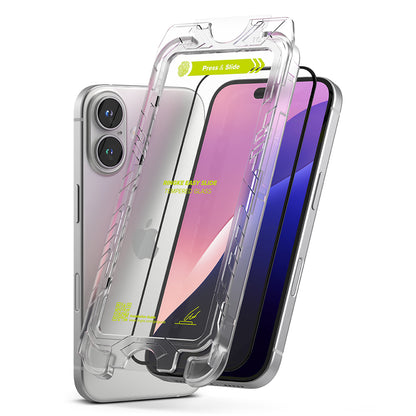 Ringke Easy Slide Screen Protector for Apple iPhone 16 Plus / 15 Plus, Glass Shielded, Full Glue, Set 2 pieces, Black