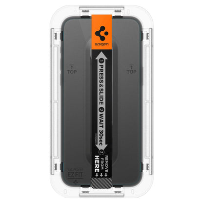 Zaščitna folija za zaslon Spigen GlastR EZ FIT za Apple iPhone 15 Pro Max, Kaljeno steklo, Polno lepilo, Komplet 2 kosa AGL06872